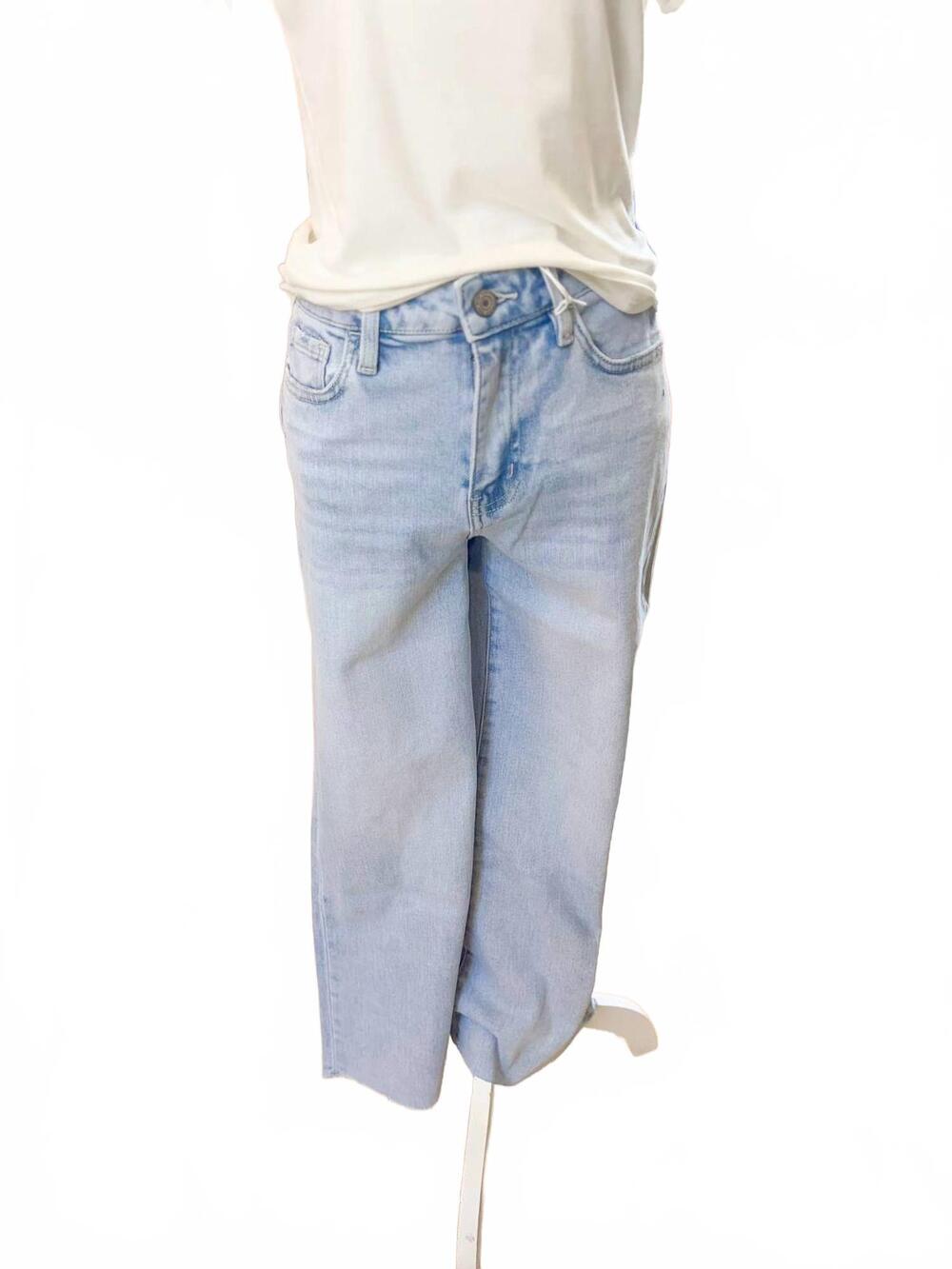 NEW VERVET BY FLYING MONKEY women's billie high rise wide leg cropped jeans in l